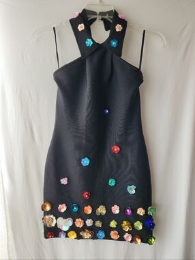 Anewsta Bandage Dress With 3D Floral Embellishments size 6